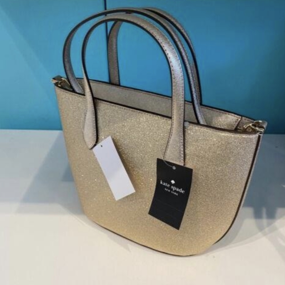 NWT Kate Spade New York Gold Glimmer Mixed Material Satchel/bag KE460 - Picture 4 of 11